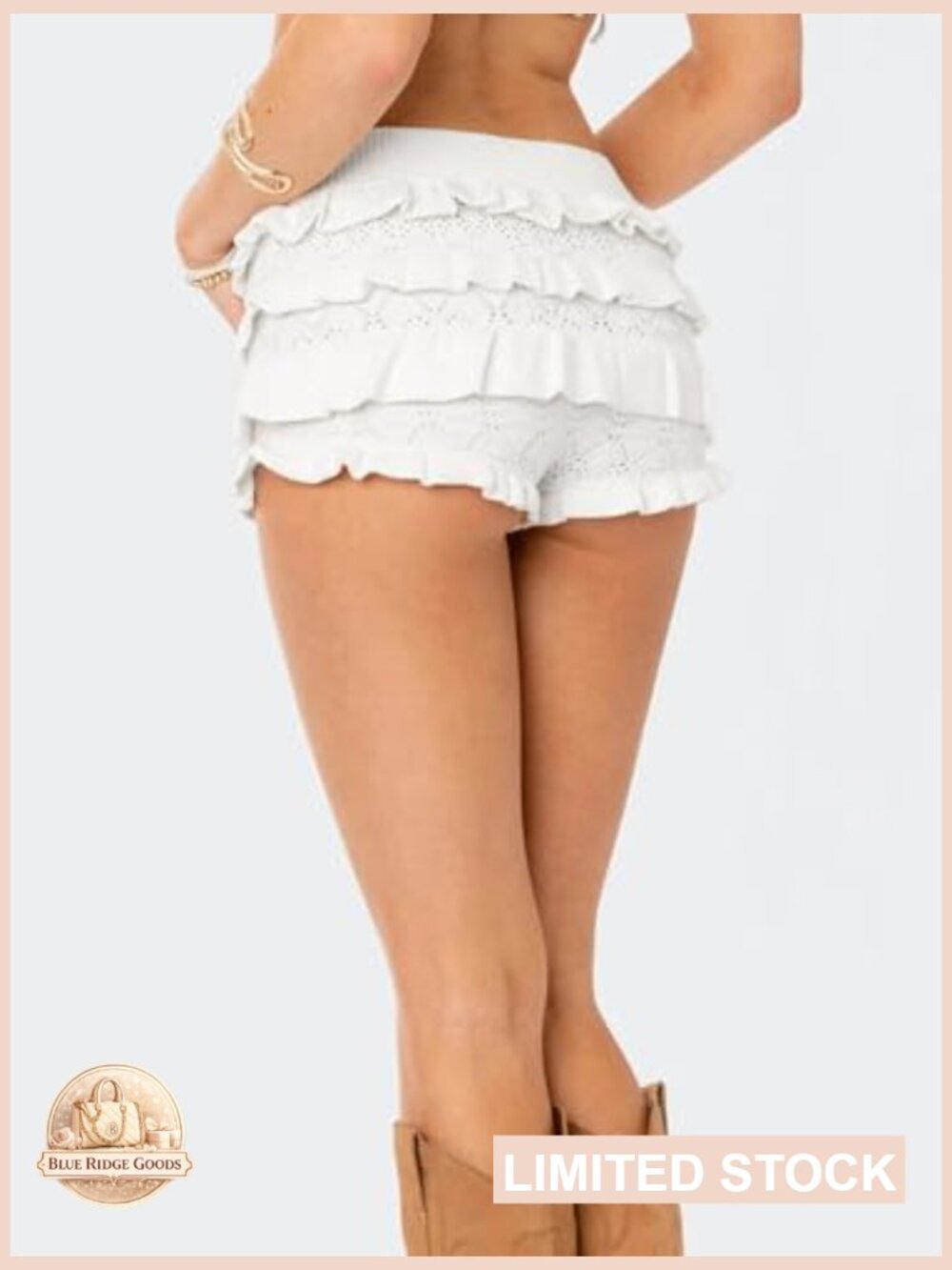 Crochet Knit High Waist Ruffle Shorts Loungewear Summer Beach Essentials - Picture 6 of 6